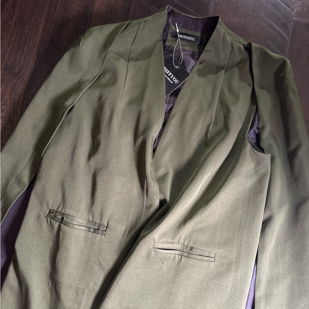 Olive Green Open Front Duster Cape